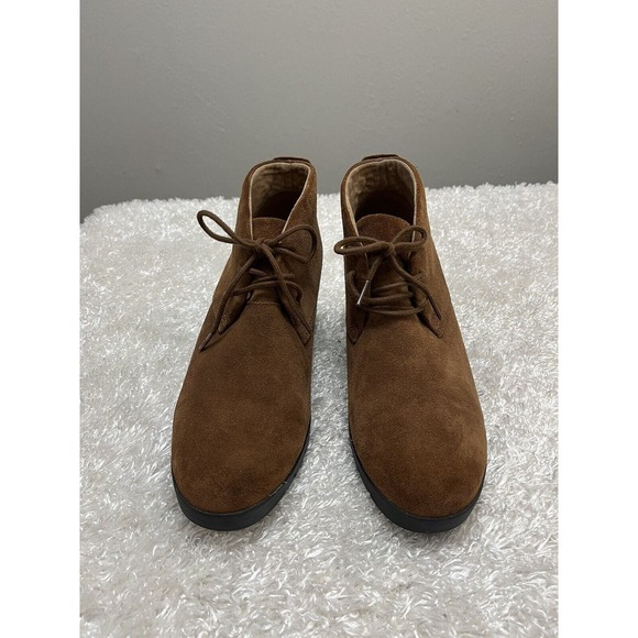CLARKS DESERT BOOTS 9.5 ACTIVE AIR black brown suede BOOTIE wedge laces ladies - Picture 3 of 11